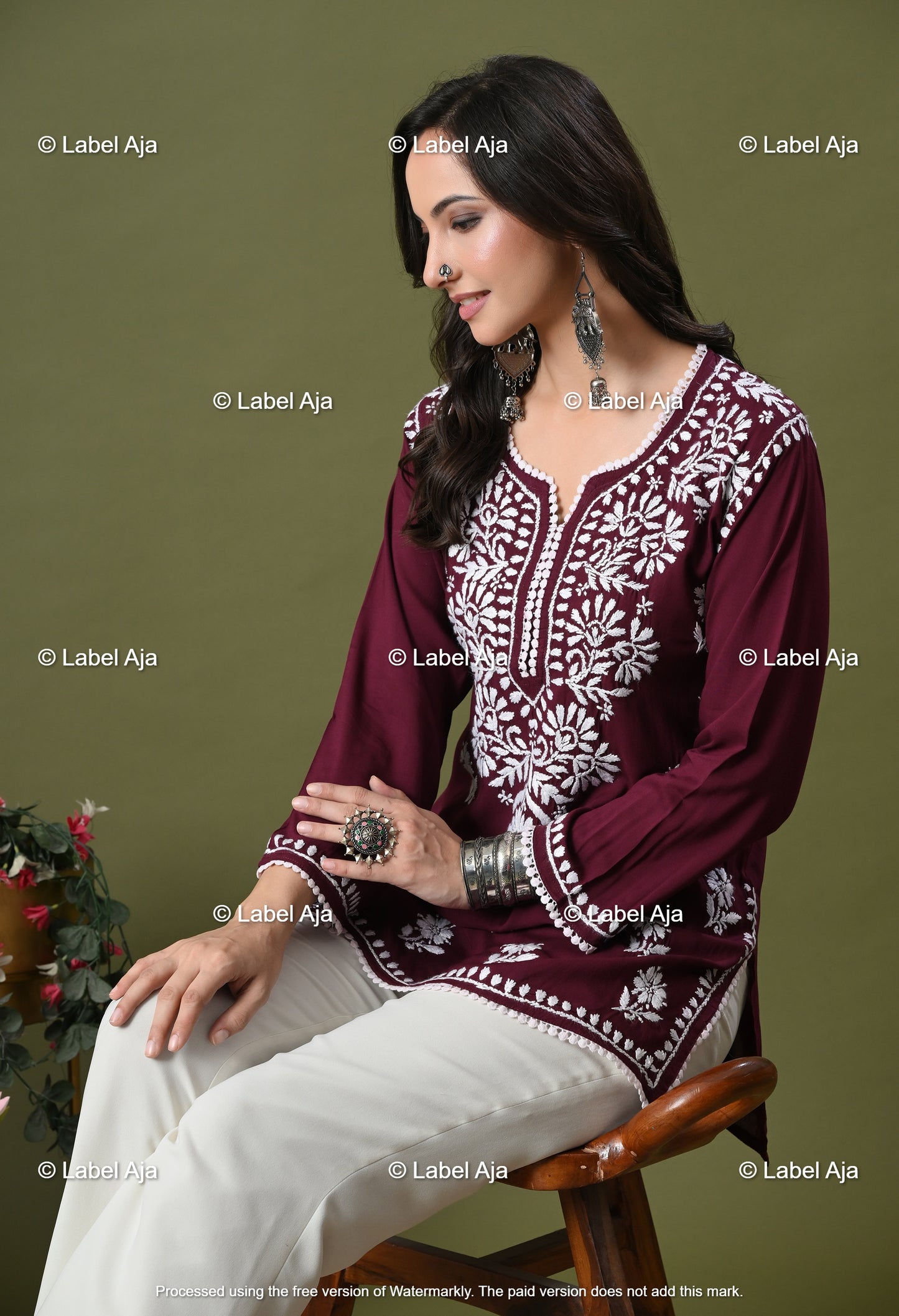 Ivana Modal short chikankari kurti