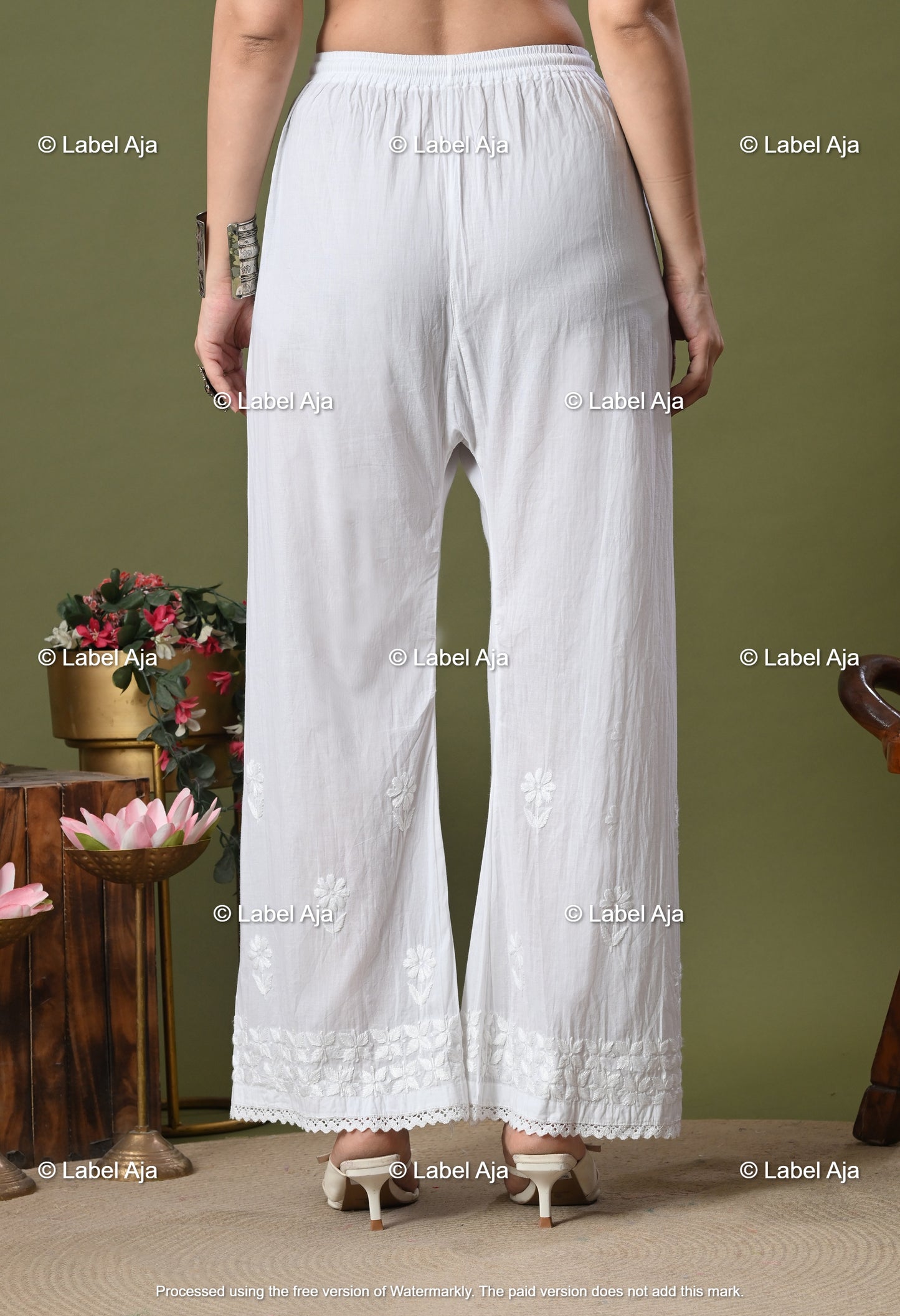 Premium Mul Cotton Chikankari Palazzo