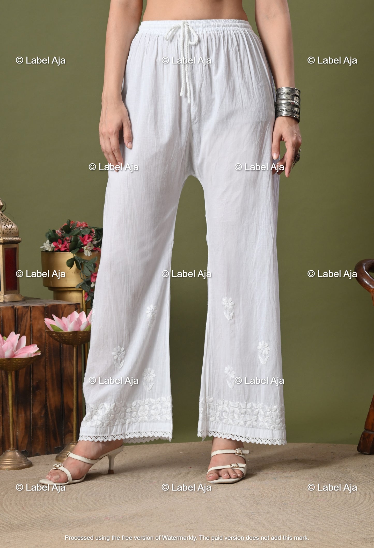 Premium Mul Cotton Chikankari Palazzo