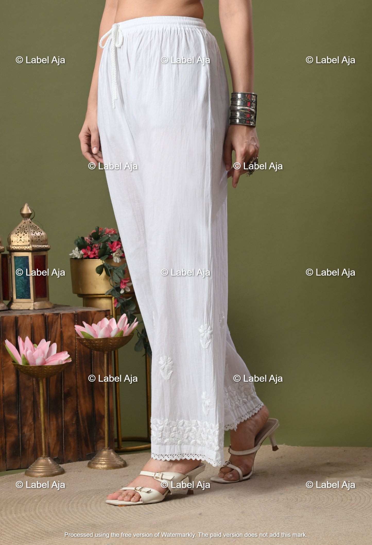 Premium Mul Cotton Chikankari Palazzo
