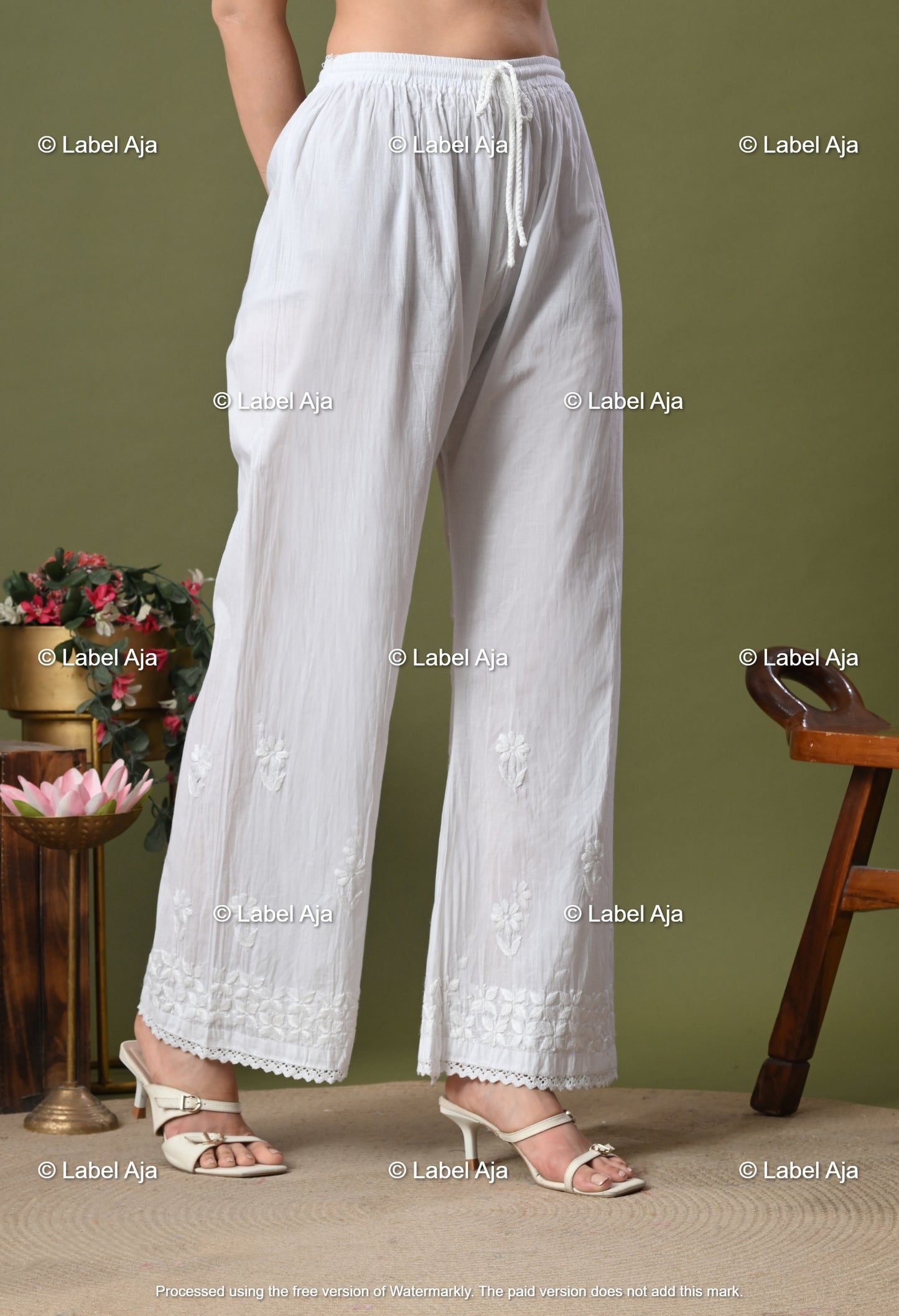 Premium Mul Cotton Chikankari Palazzo
