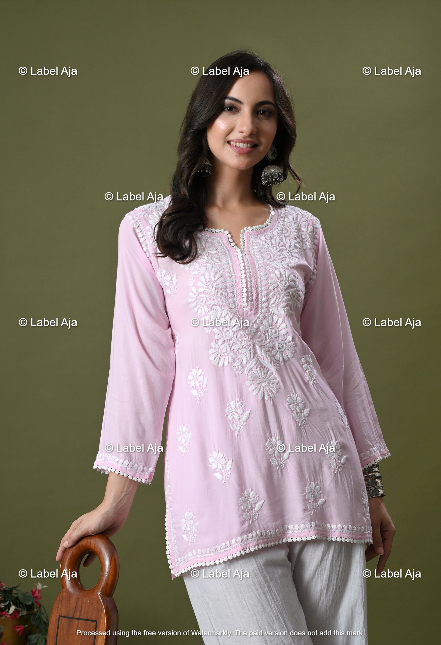 Ivana Modal short chikankari kurti