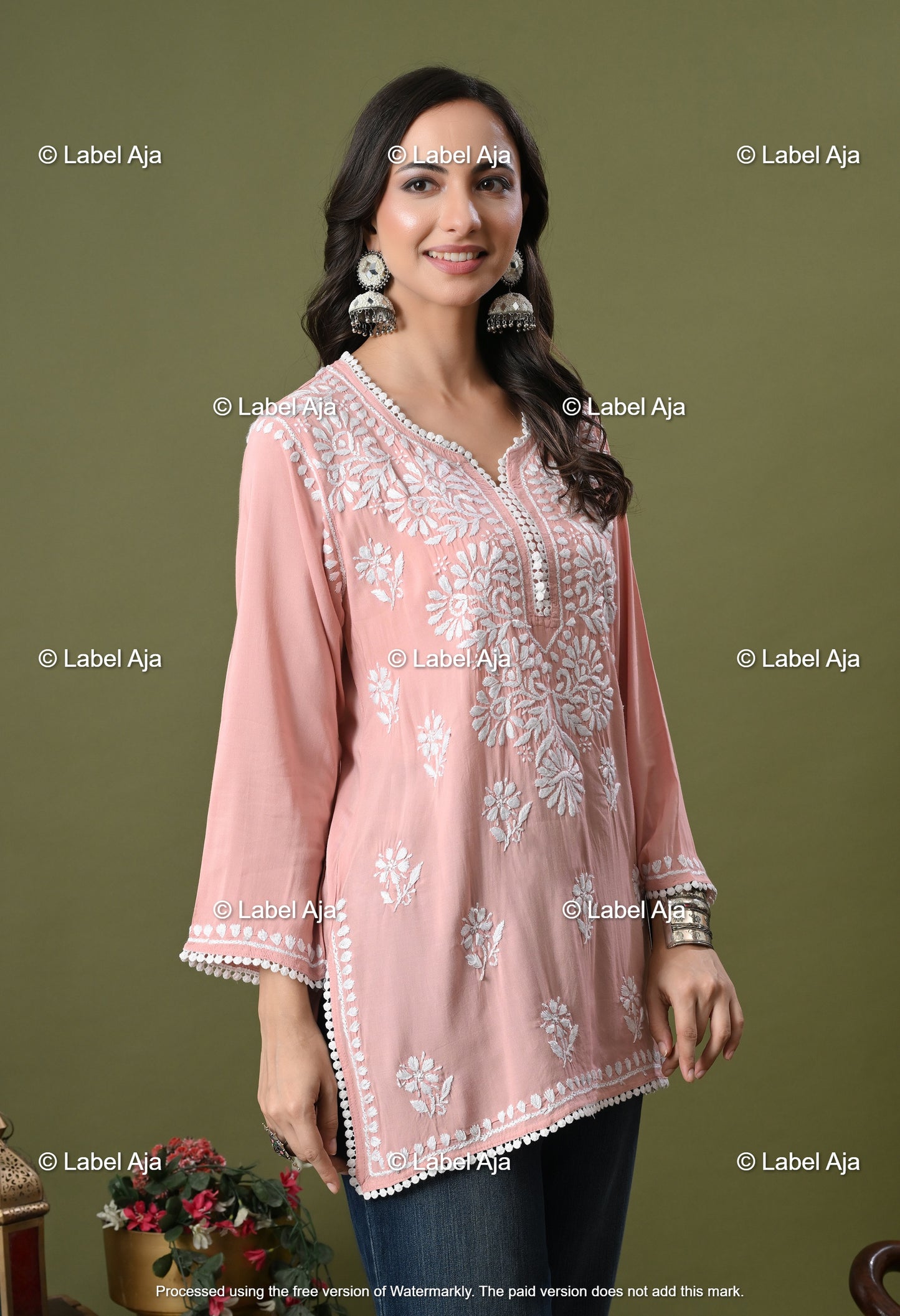 Ivana Modal short chikankari kurti