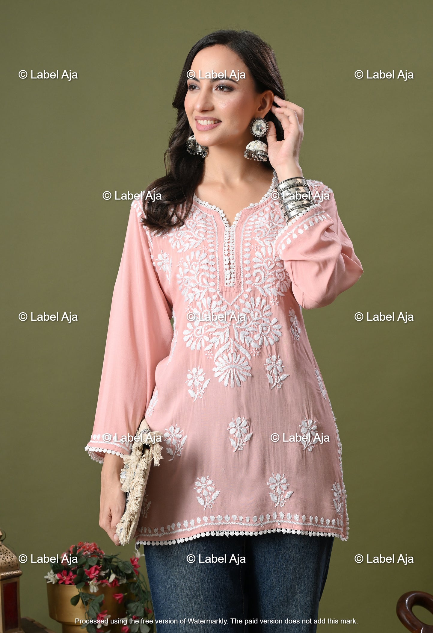 Ivana Modal short chikankari kurti