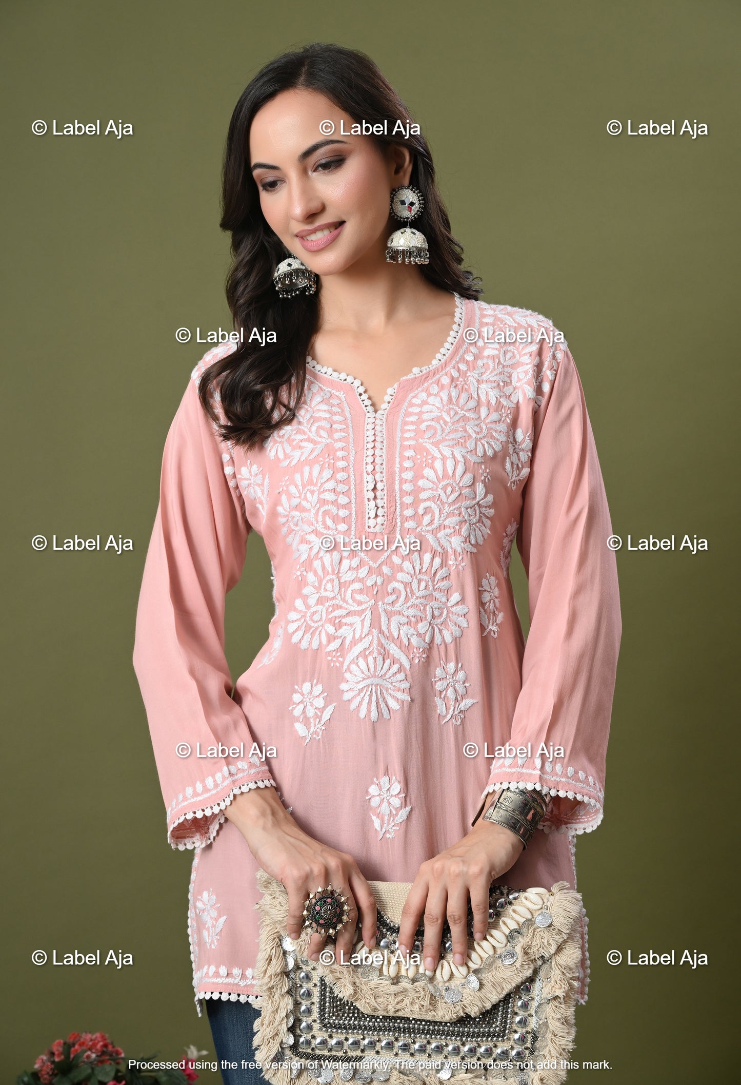 Ivana Modal short chikankari kurti