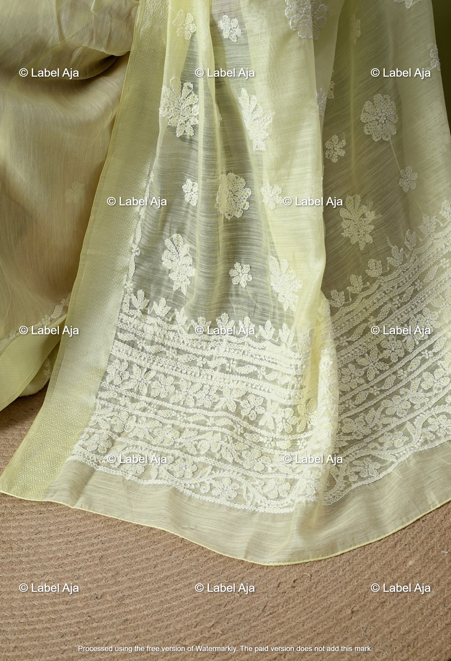 Chanderi Silk Chikankari Saree with Attached Blouse Piece