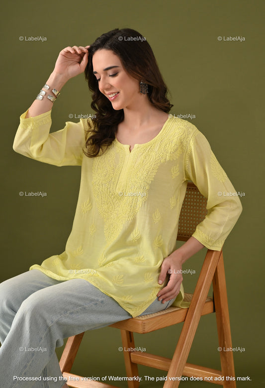 Amelia muslin chikankari short top