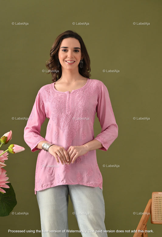 Amelia muslin chikankari short top