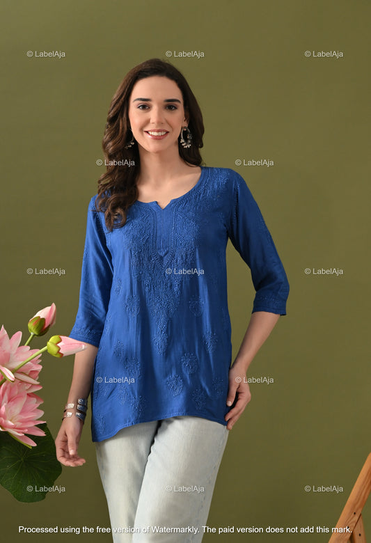 Amelia muslin chikankari short top
