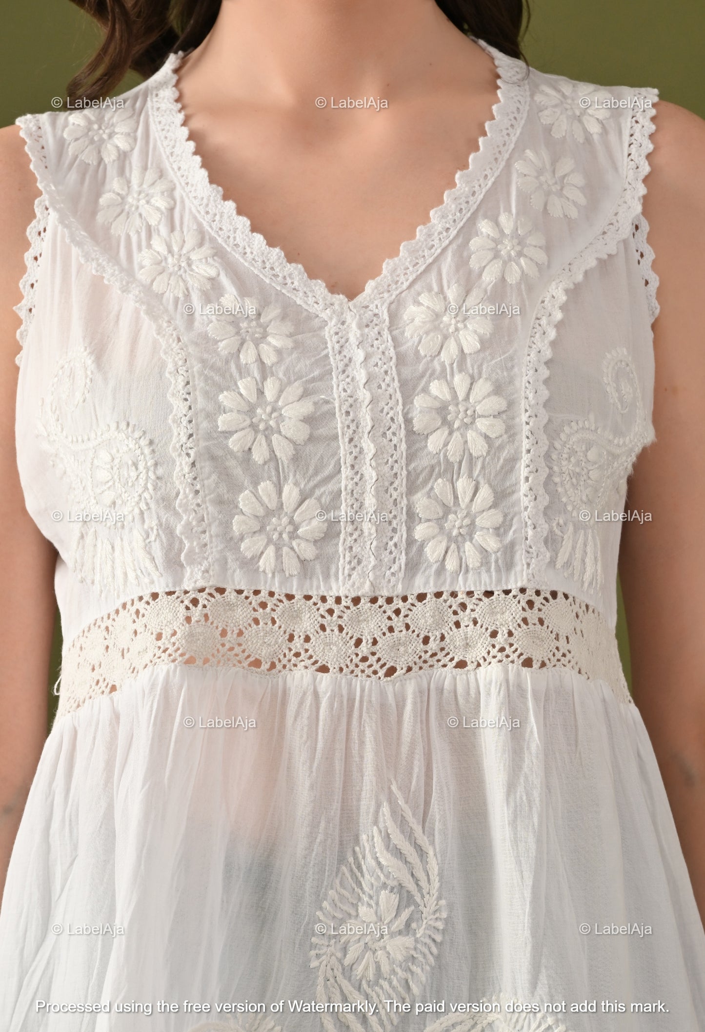 Amaira mul cotton chikankari short sleeveless top