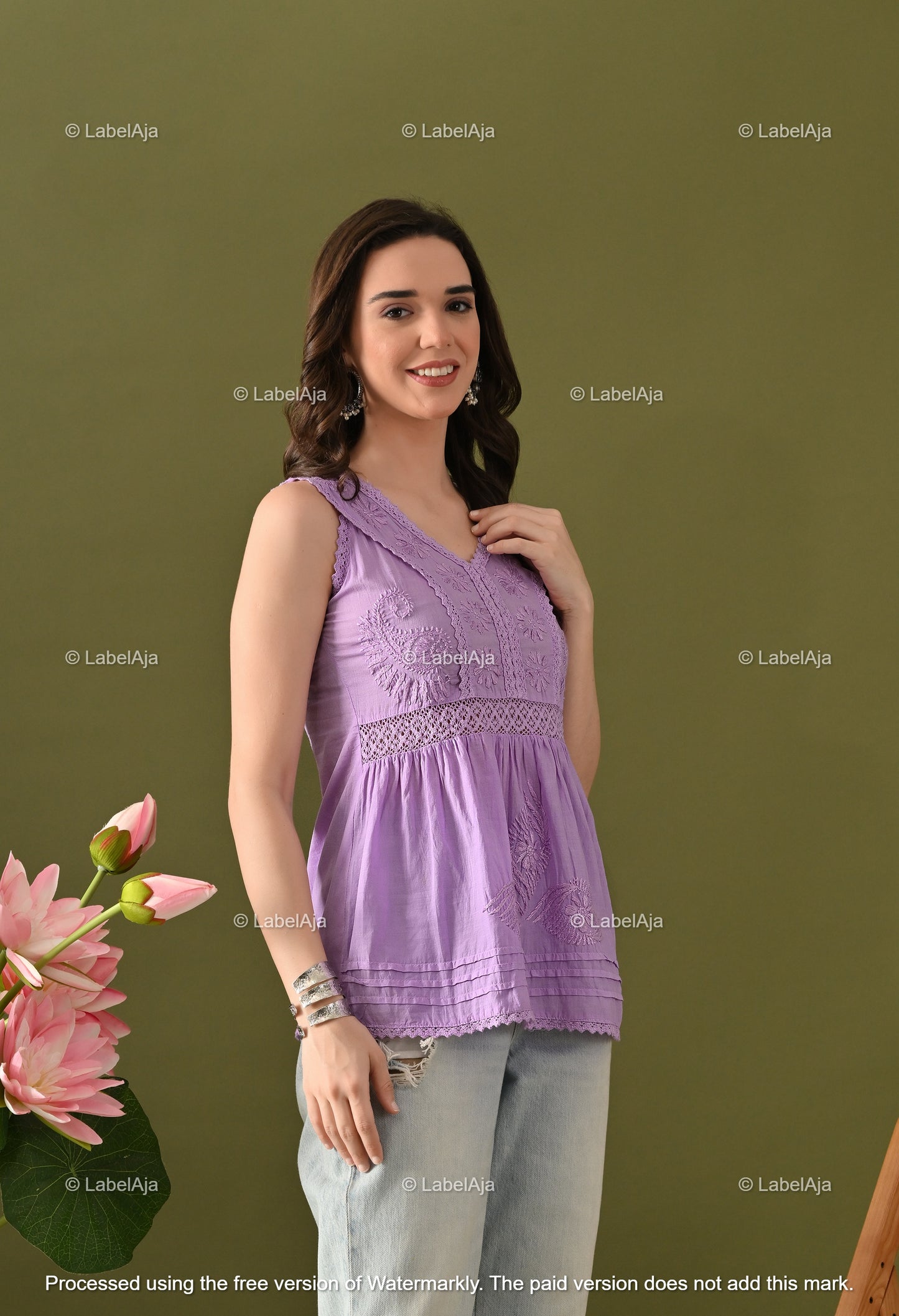 Amaira mul cotton chikankari short sleeveless top