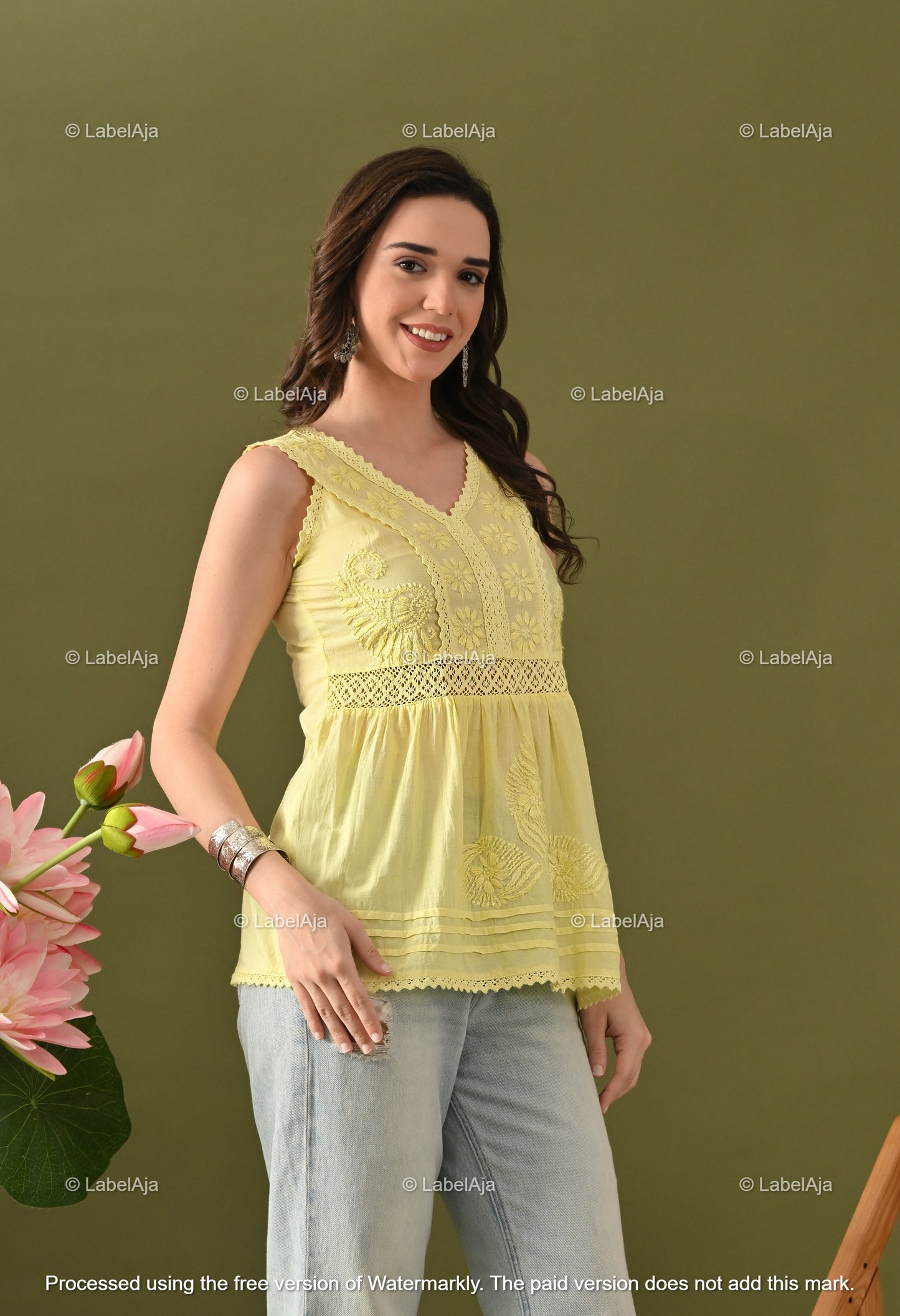 Amaira mul cotton chikankari short sleeveless top