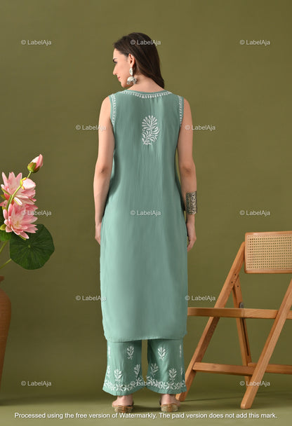 Aavya rayon cotton sleevless  Kurti and Palazzo set