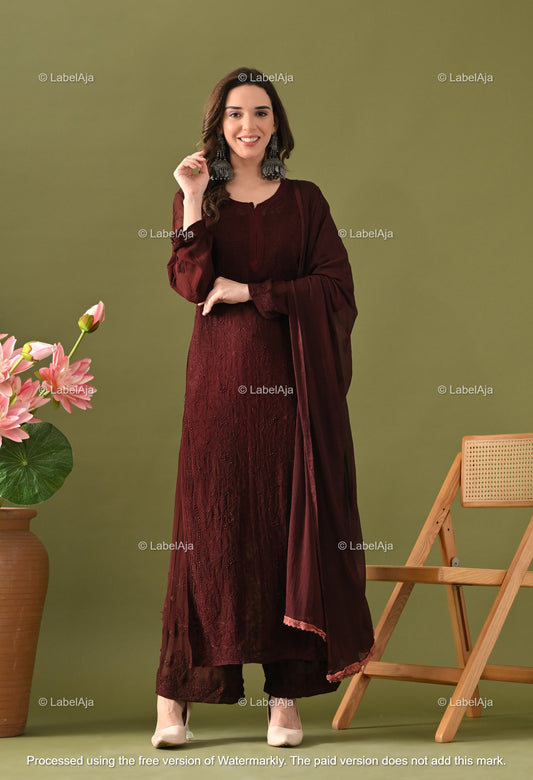 Roohi Viscose kurta, palazzo and dupatta set