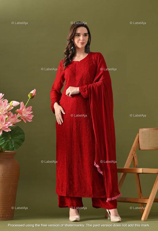 Roohi Viscose kurta, palazzo and dupatta set