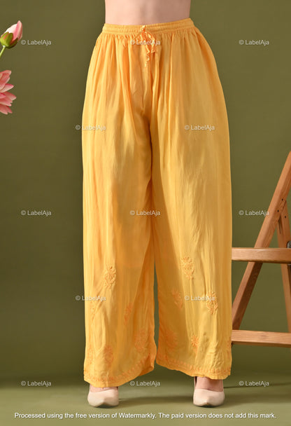 Lyla muslin chikankari kurti, palazzo and dupatta set