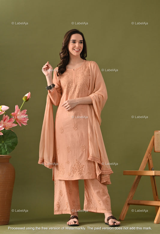 Maya Dobby cotton Kurti, Palazzo and dupatta set