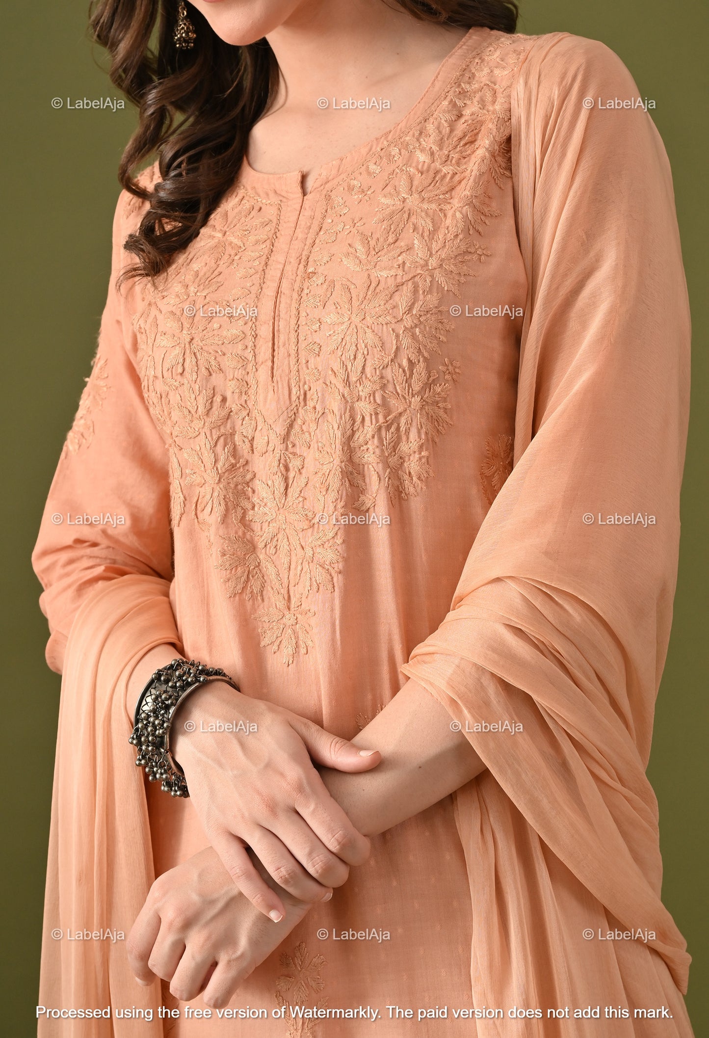 Maya Dobby cotton Kurti, Palazzo and dupatta set