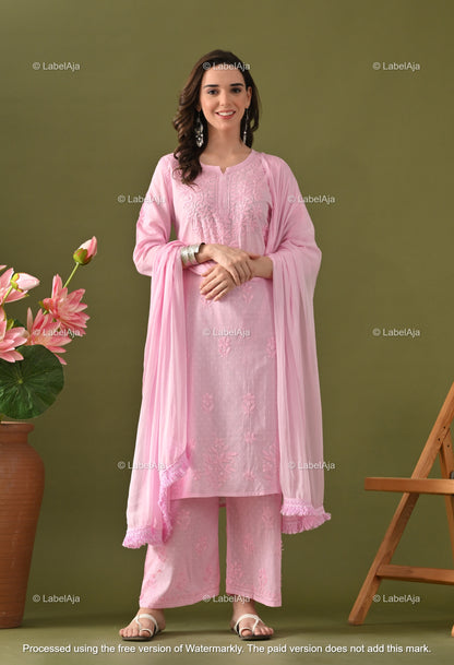 Maya Dobby cotton Kurti, Palazzo and dupatta set