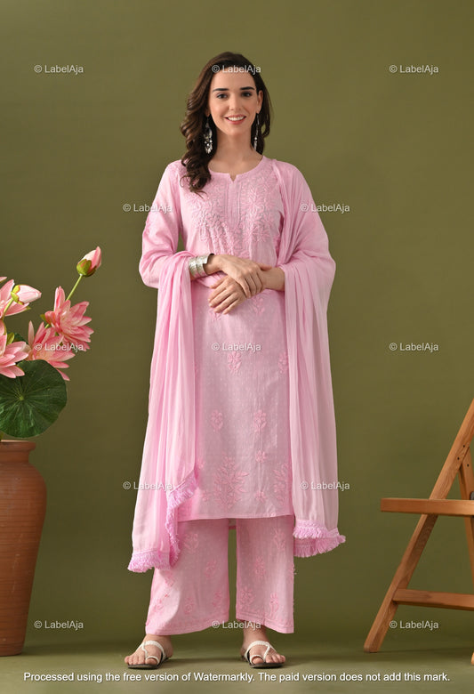 Maya Dobby cotton Kurti, Palazzo and dupatta set