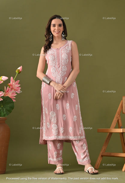 Aavya rayon cotton sleevless  Kurti and Palazzo set