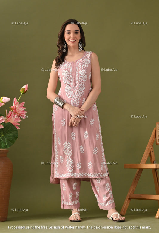Aavya rayon cotton sleevless  Kurti and Palazzo set