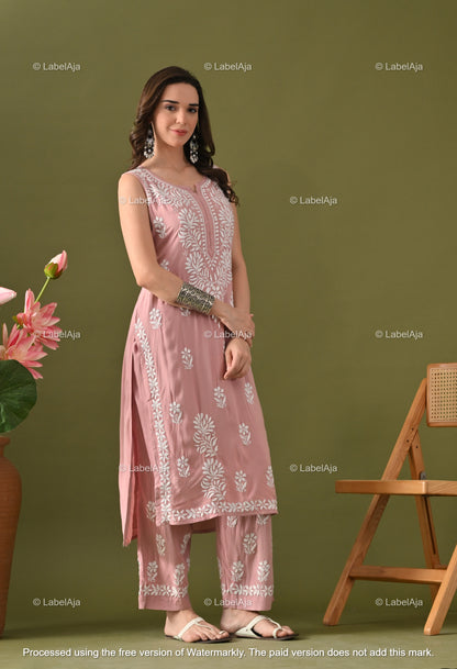Aavya rayon cotton sleevless  Kurti and Palazzo set