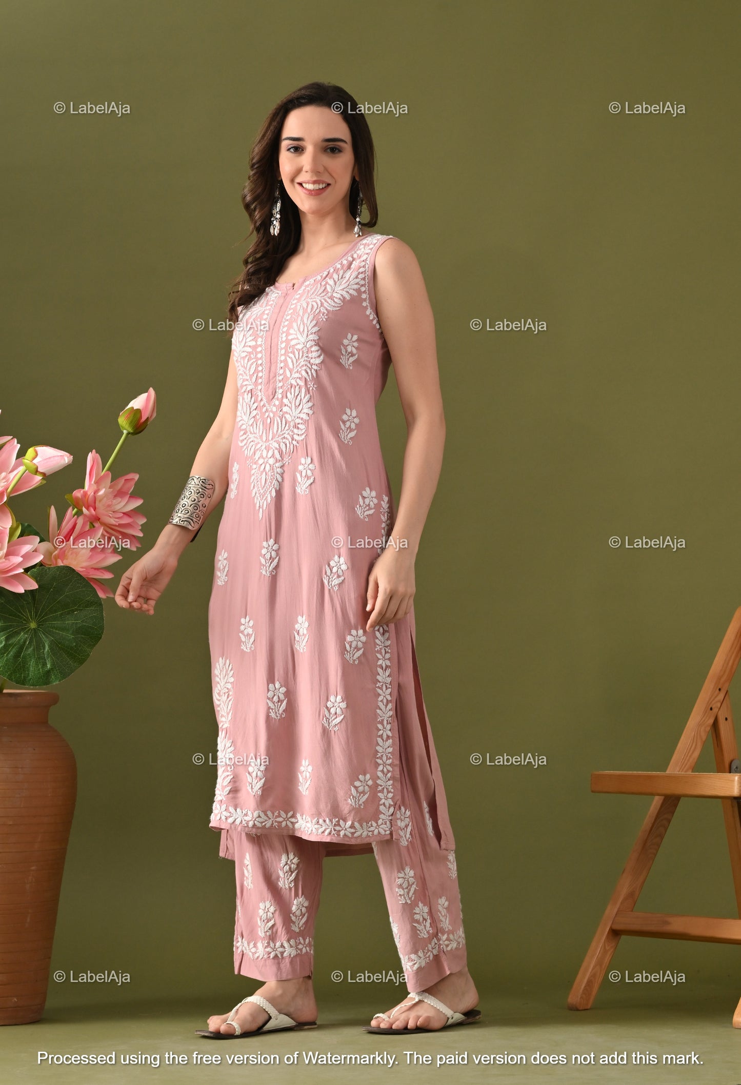Aavya rayon cotton sleevless  Kurti and Palazzo set