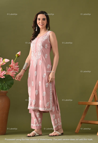 Aavya rayon cotton sleevless  Kurti and Palazzo set