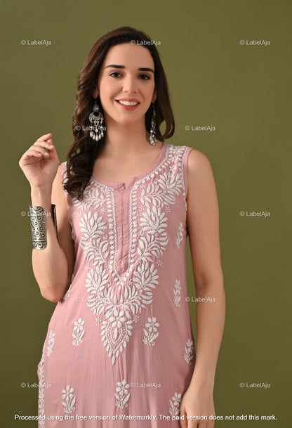 Aavya rayon cotton sleevless  Kurti and Palazzo set