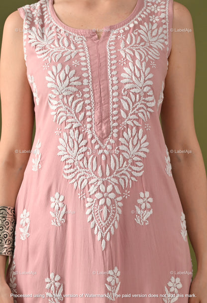 Aavya rayon cotton sleevless  Kurti and Palazzo set