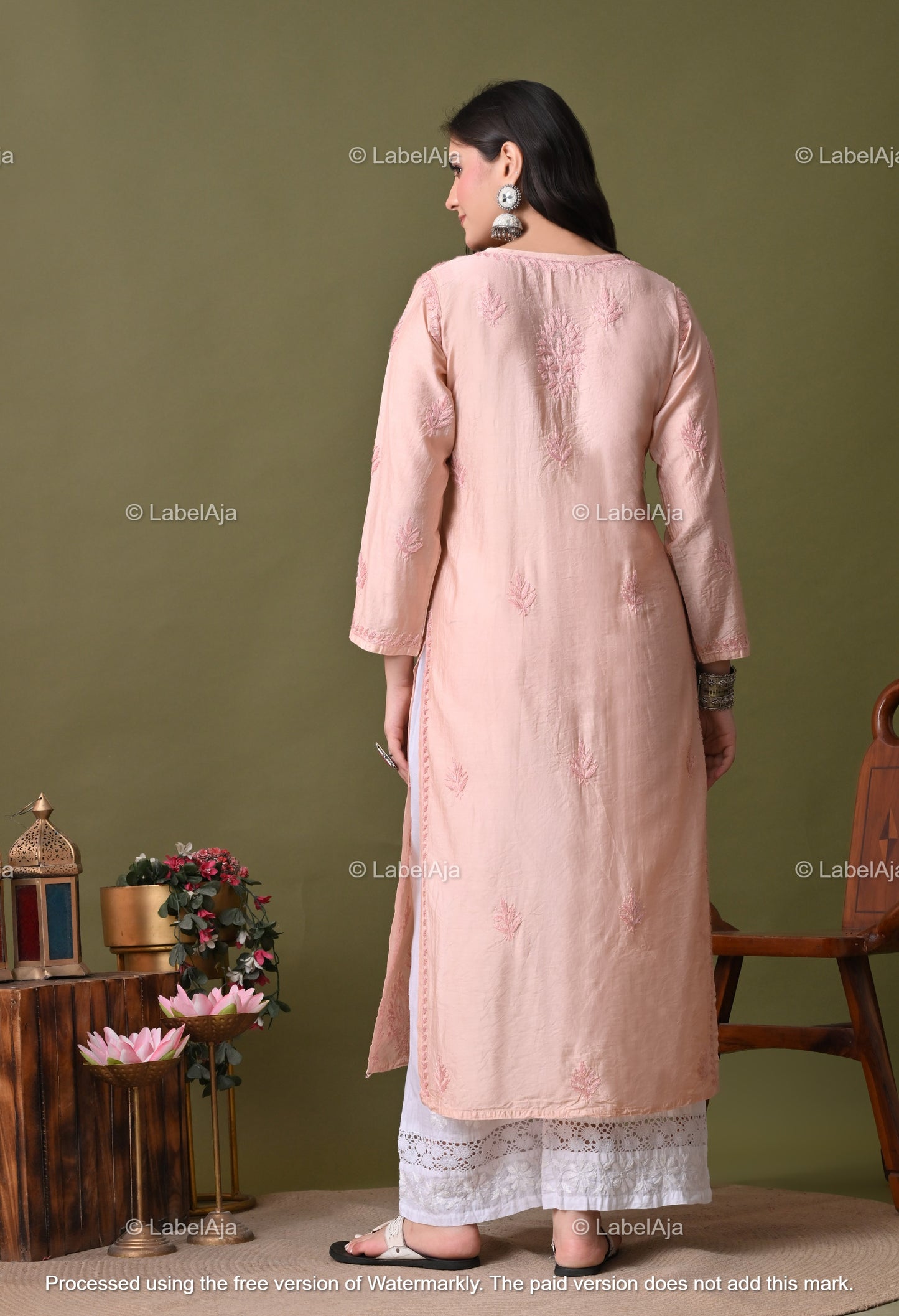 Niva chanderi silk Chikankari kurti