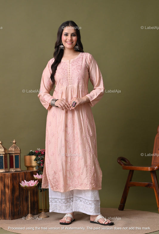 Niva chanderi silk Chikankari kurti
