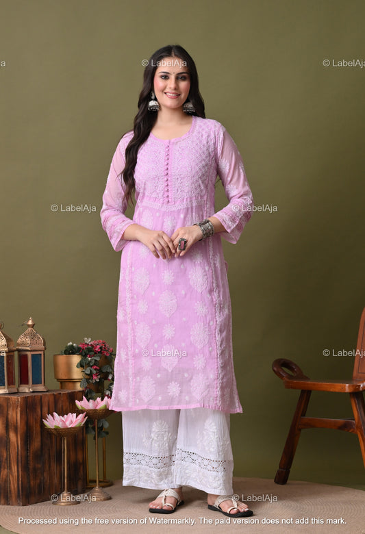 Rysa Mal chanderi silk Chikankari kurti with matching inner