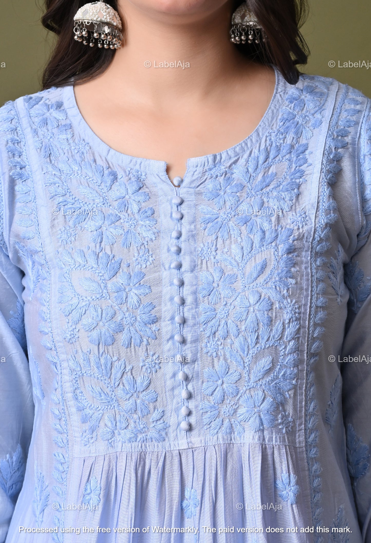 Niva chanderi silk Chikankari kurti