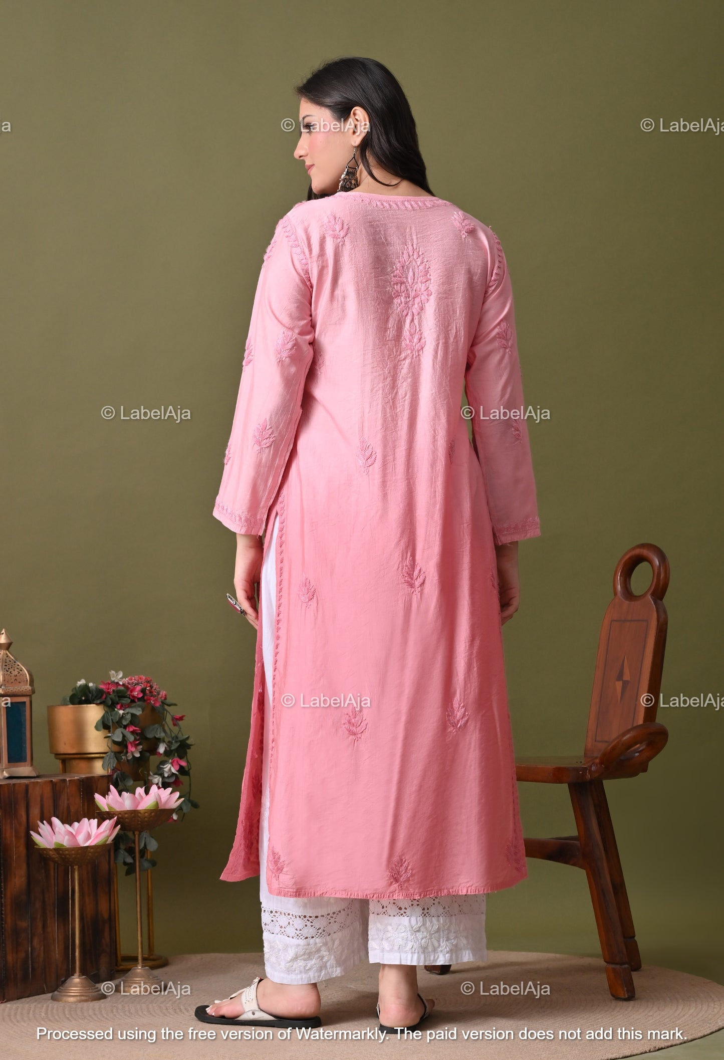 Niva chanderi silk Chikankari kurti