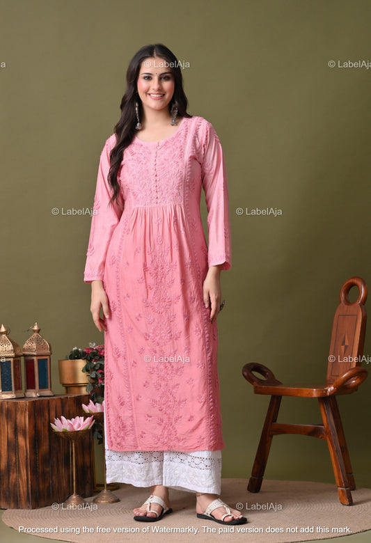 Niva chanderi silk Chikankari kurti