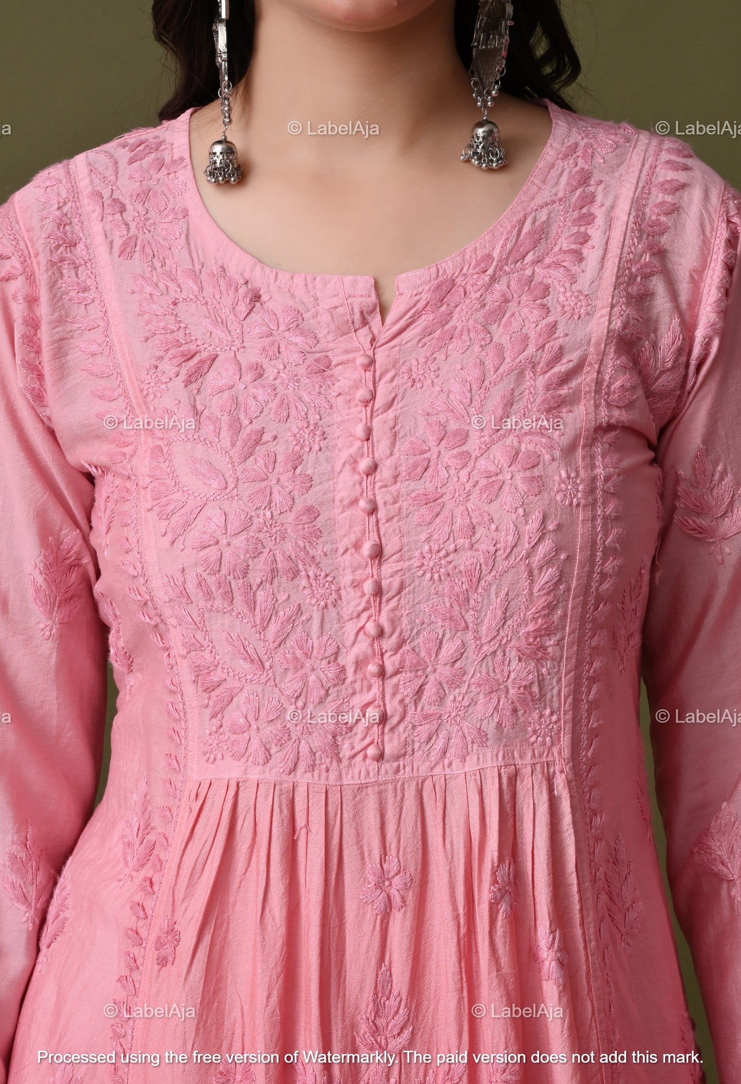Niva chanderi silk Chikankari kurti