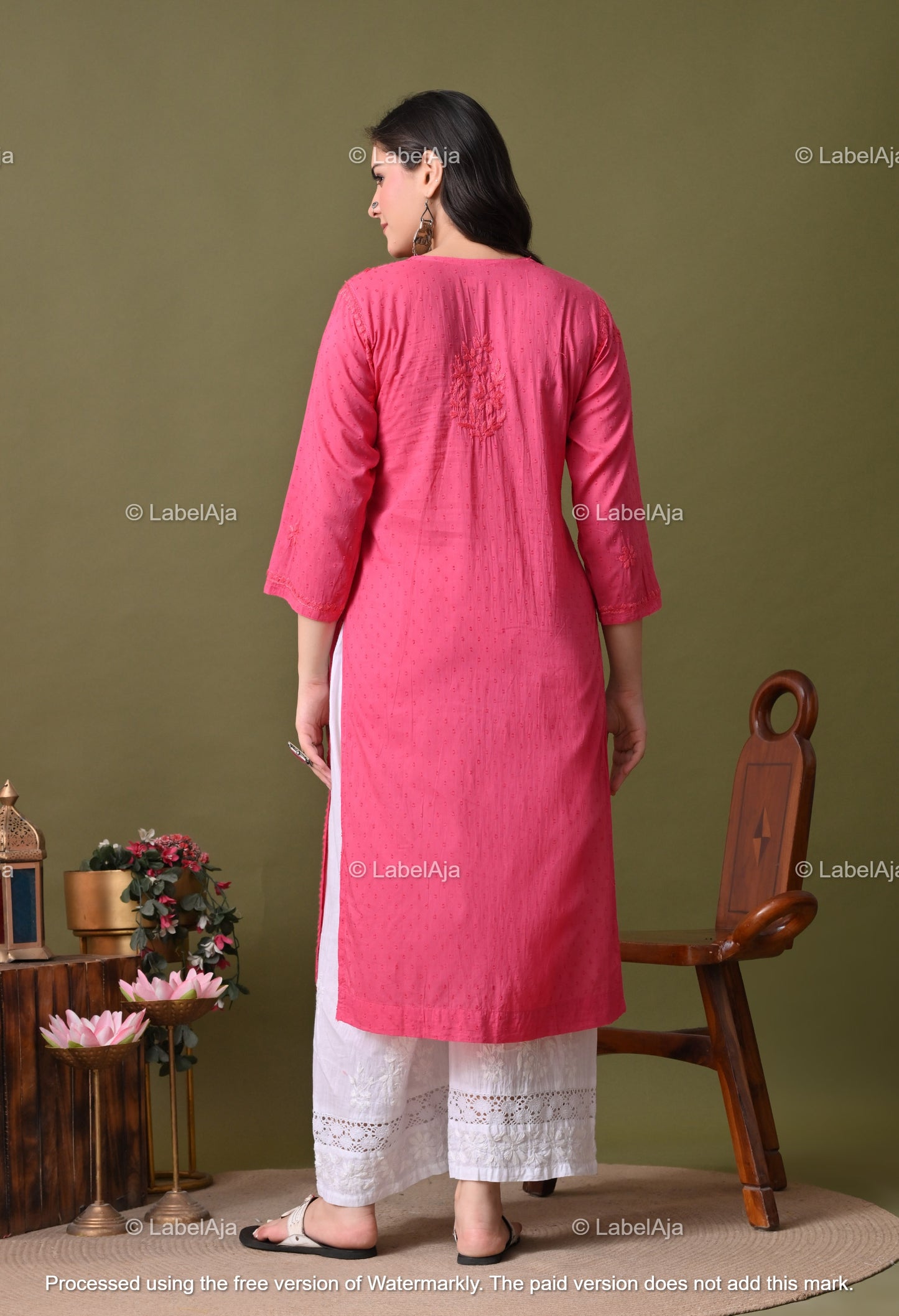Avni White soft cotton long chikankari kurti