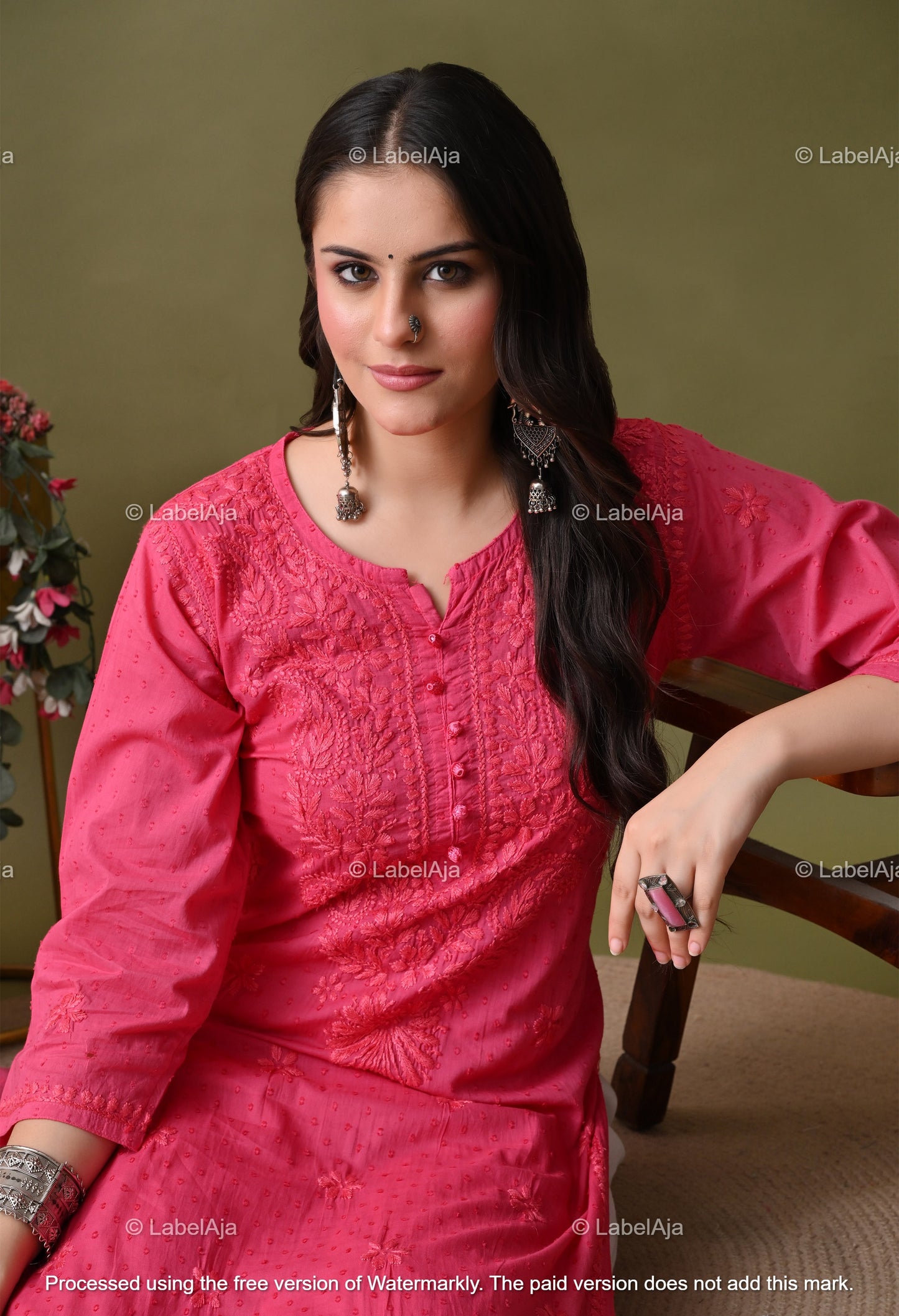 Avni White soft cotton long chikankari kurti