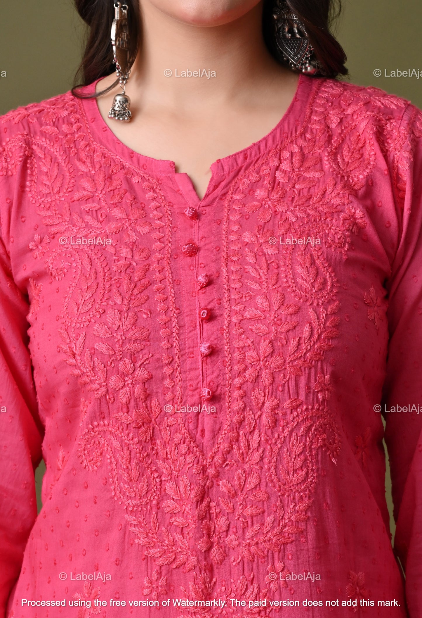 Avni White soft cotton long chikankari kurti