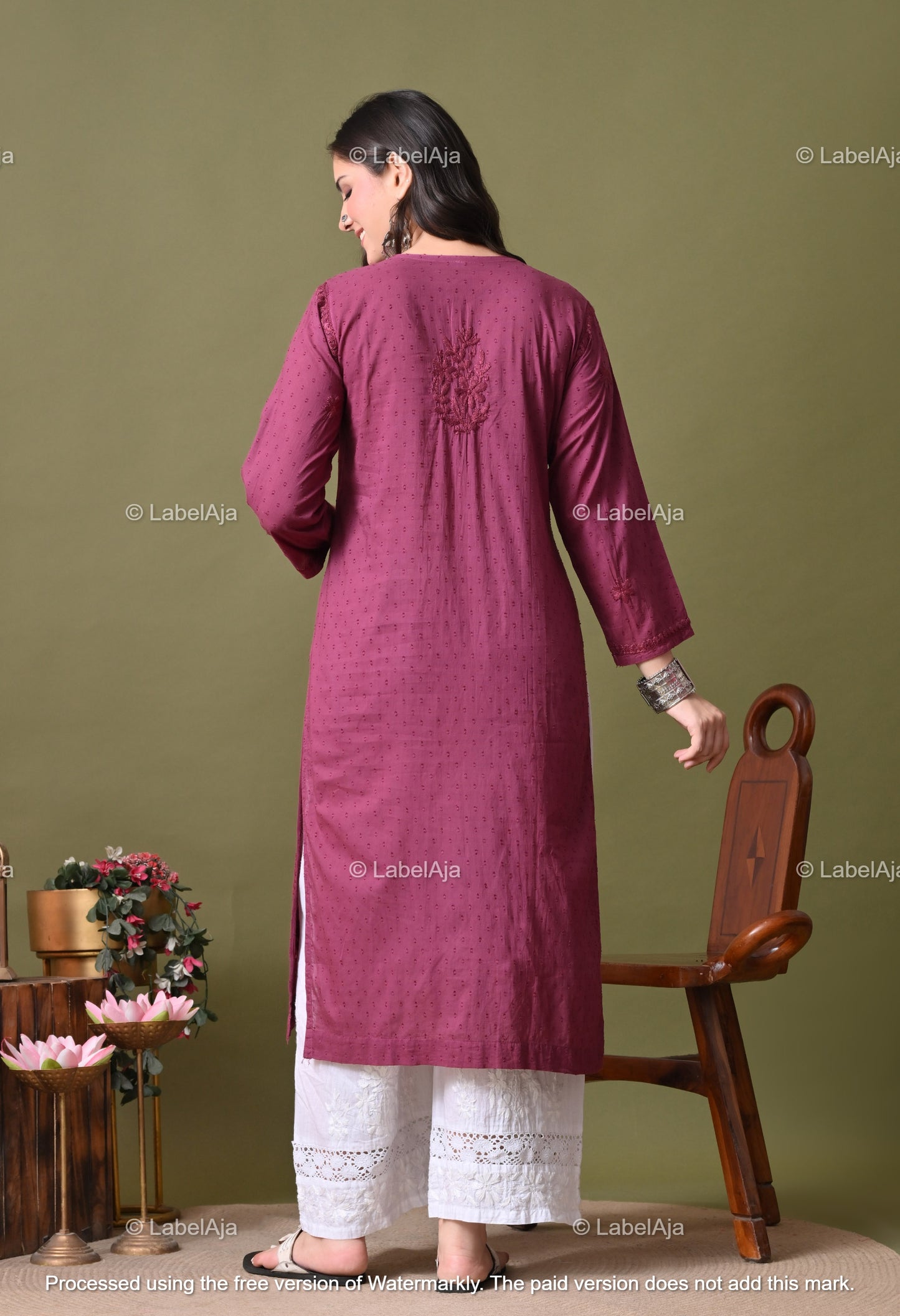 Avni White soft cotton long chikankari kurti
