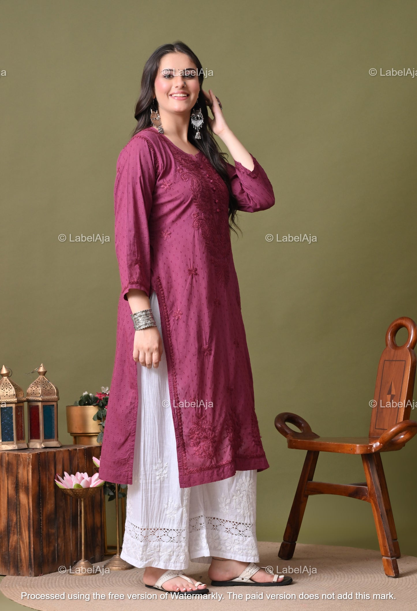 Avni White soft cotton long chikankari kurti
