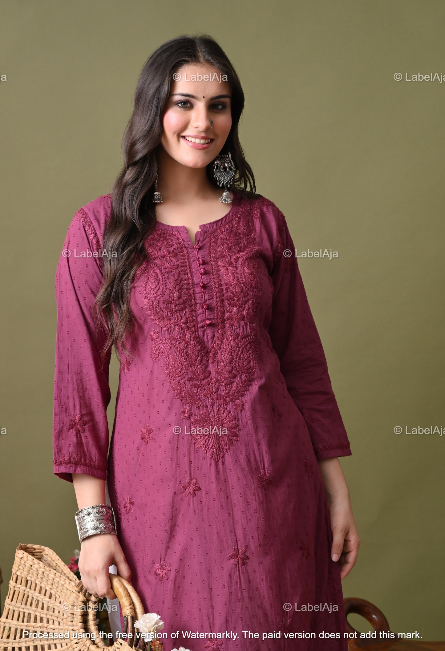 Avni White soft cotton long chikankari kurti