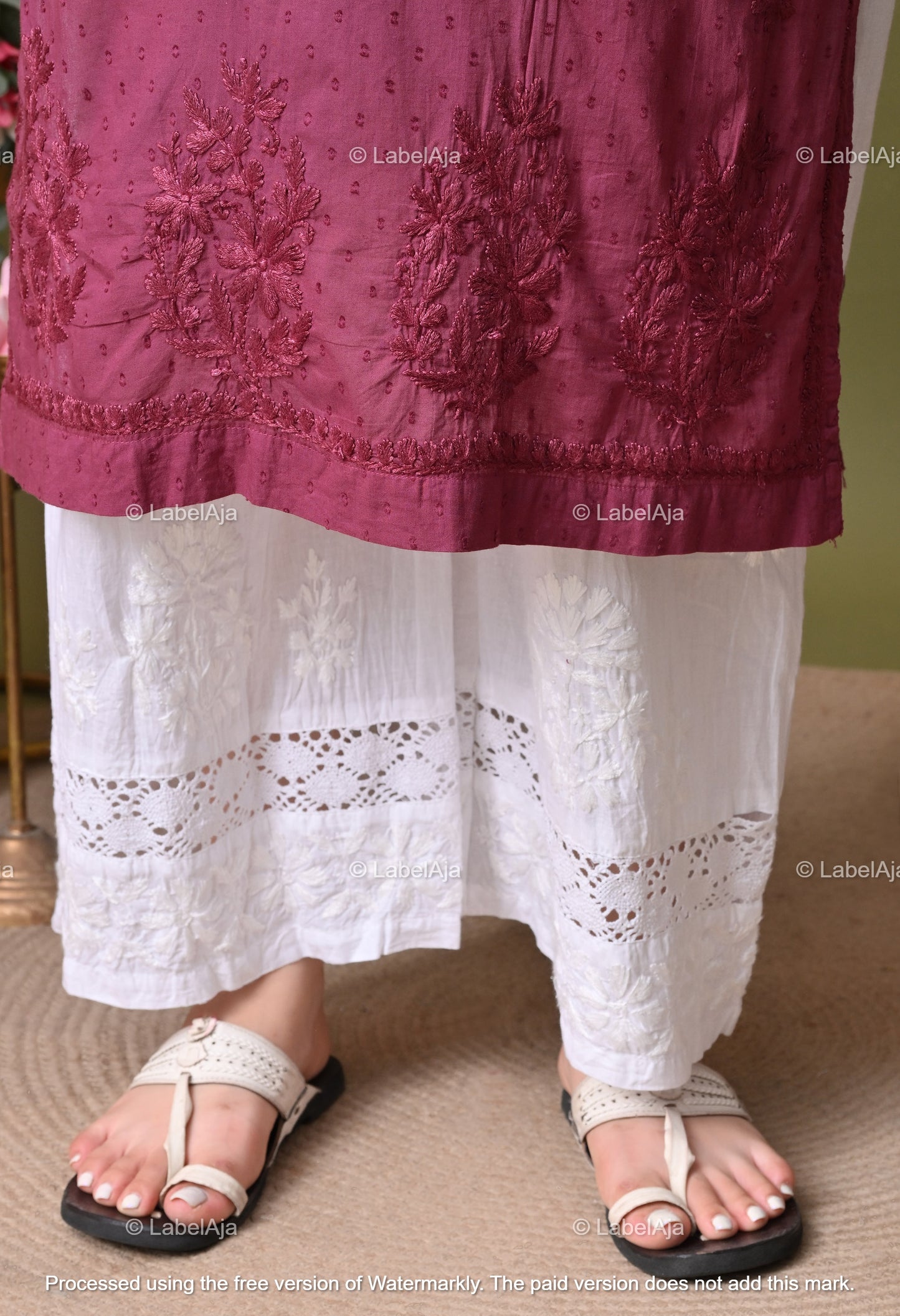 Avni White soft cotton long chikankari kurti