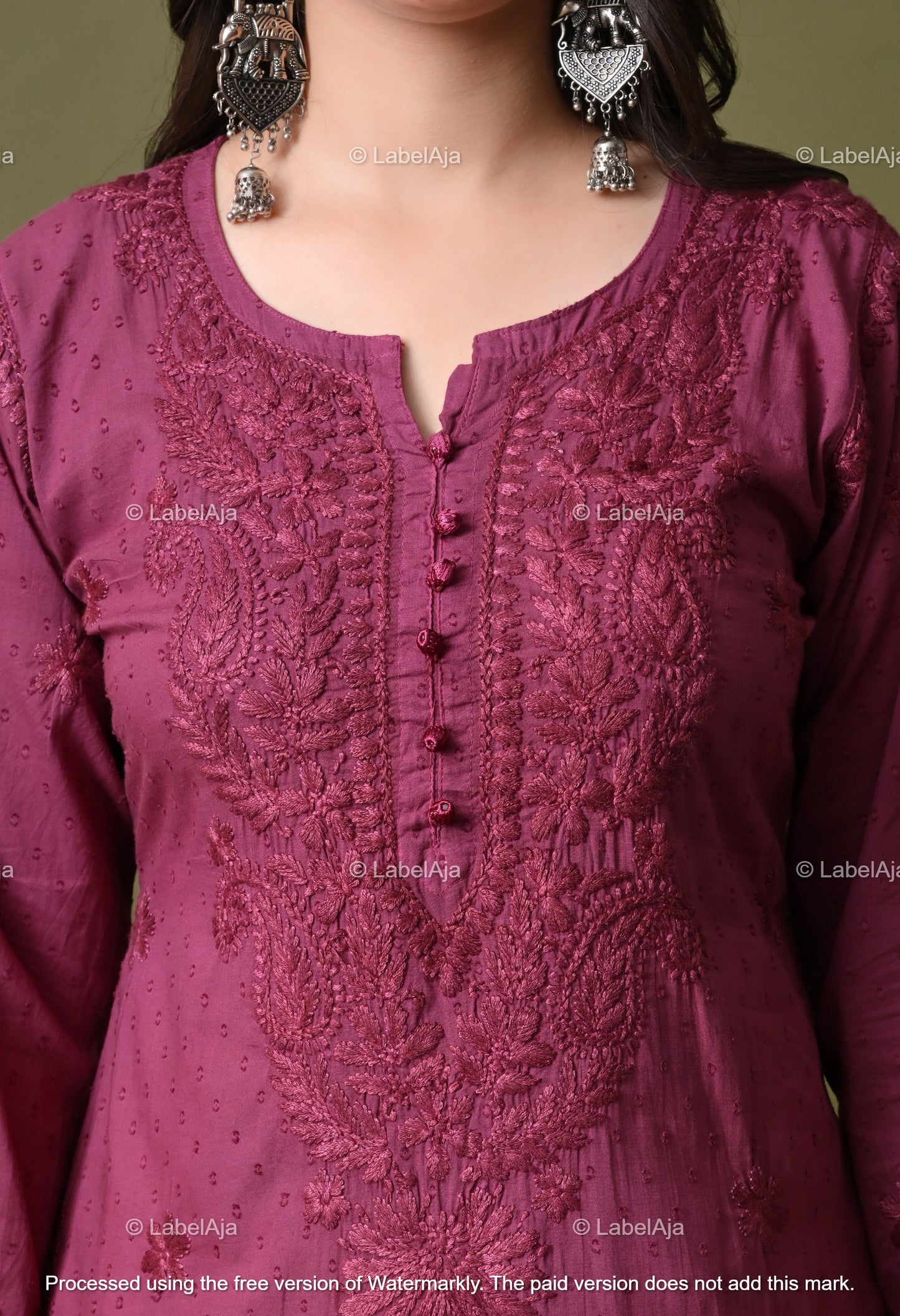 Avni White soft cotton long chikankari kurti