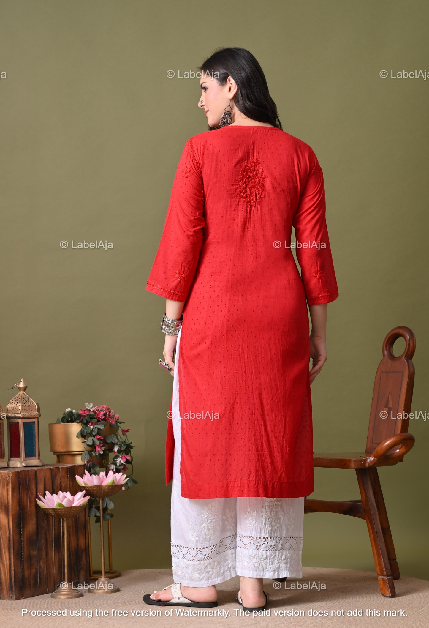 Avni White soft cotton long chikankari kurti