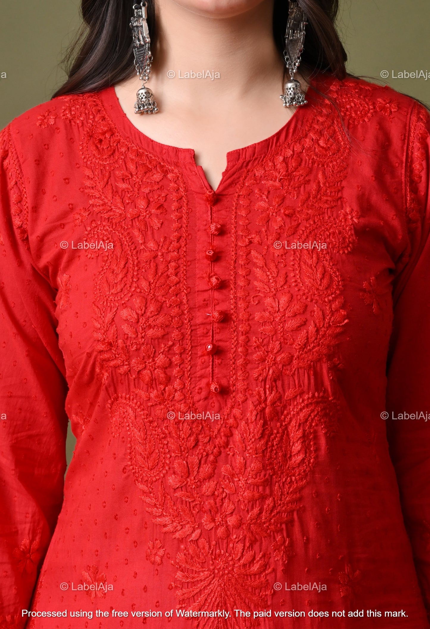 Avni White soft cotton long chikankari kurti