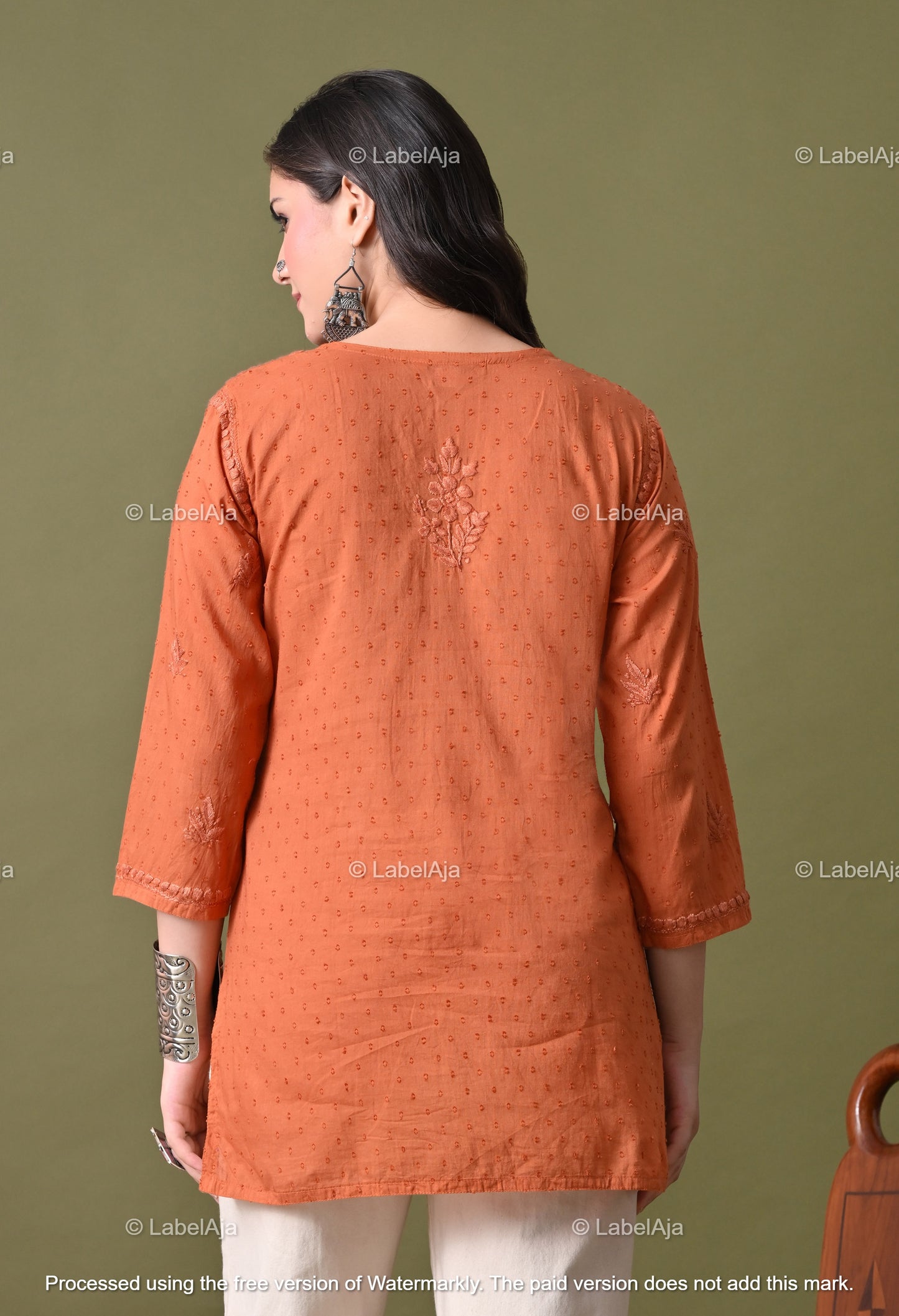 Nyla dobby cotton chikankari short top