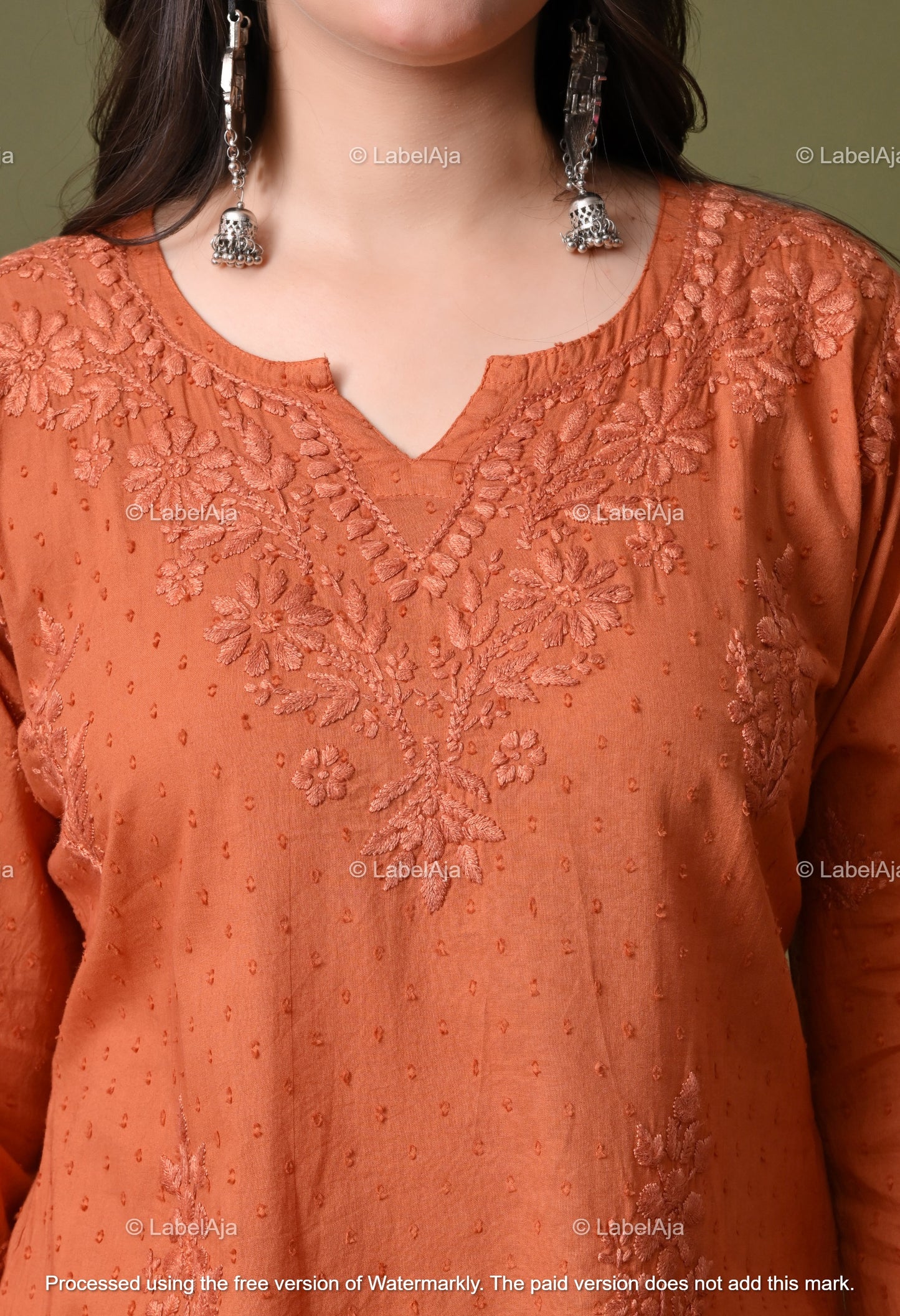 Nyla dobby cotton chikankari short top